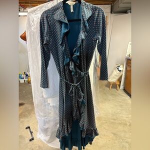 Matilda Jane wrap dress with high low hem. Jersey knit and thin tie around waist